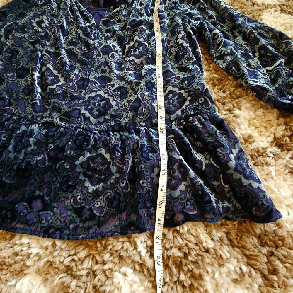 Faded Glory Womens L Velvet Burnout Peplum Top Fairy Gothic Whimsigoth - Picture 4 of 8